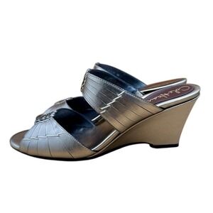 Cole Haan Huarache Silver Wedge Sandals, Women's 9 B, VGUC